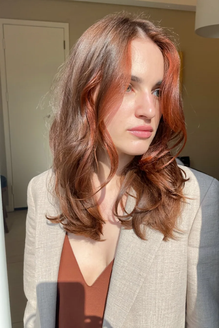 Face-Framing Chestnut Brown Long Layered Cut With Soft Waves