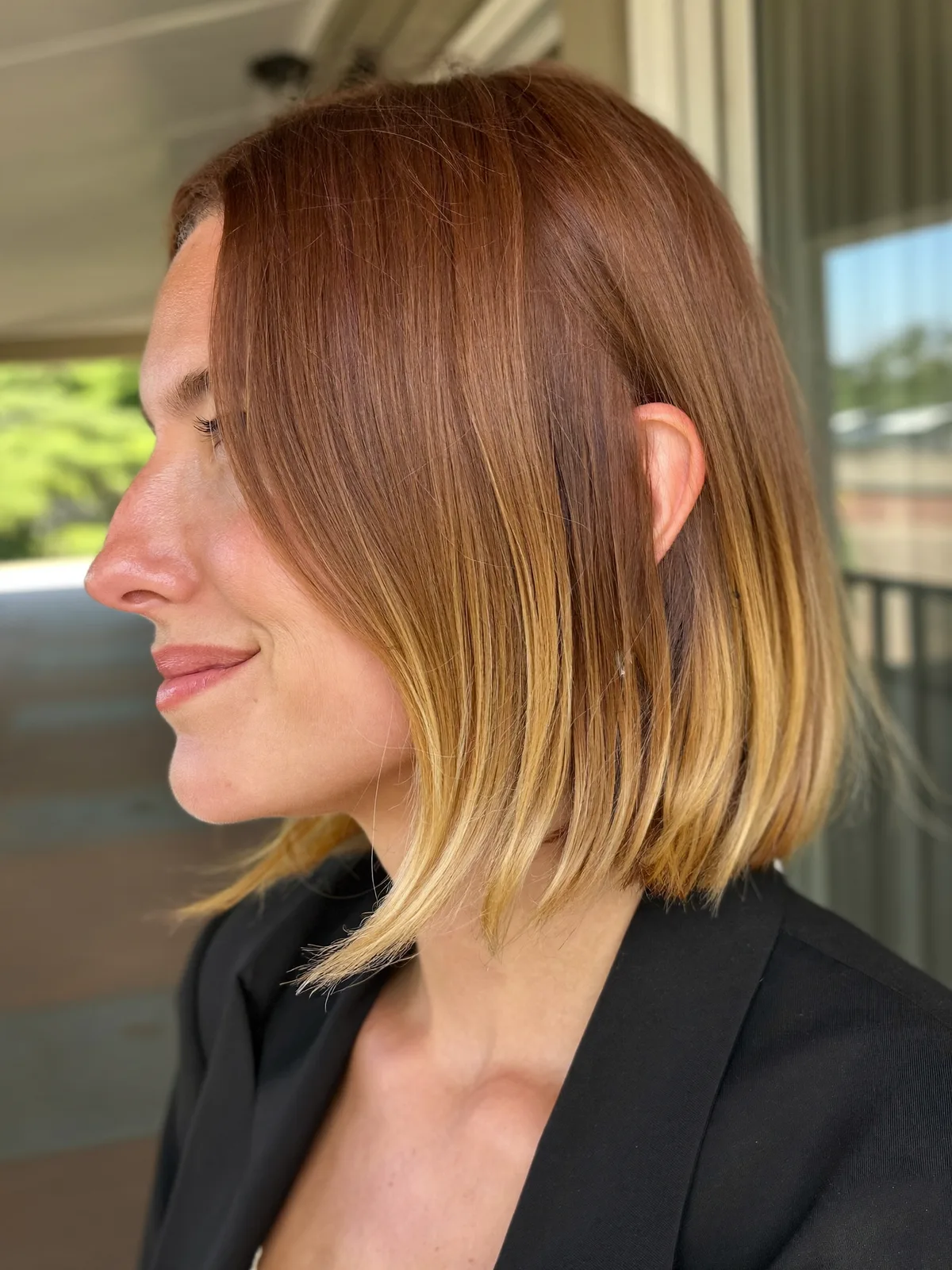 Inverted Bob with Subtle Balayage and Blunt Textured Ends for Modern Chic