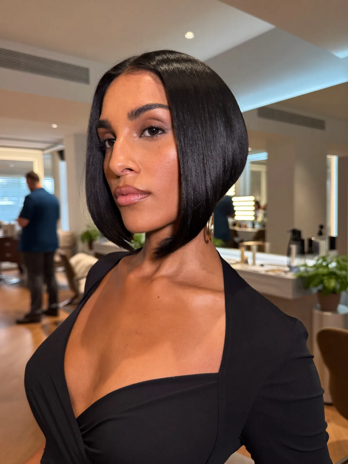 Sleek Center-Part Inverted Bob with Precision Angled Ends