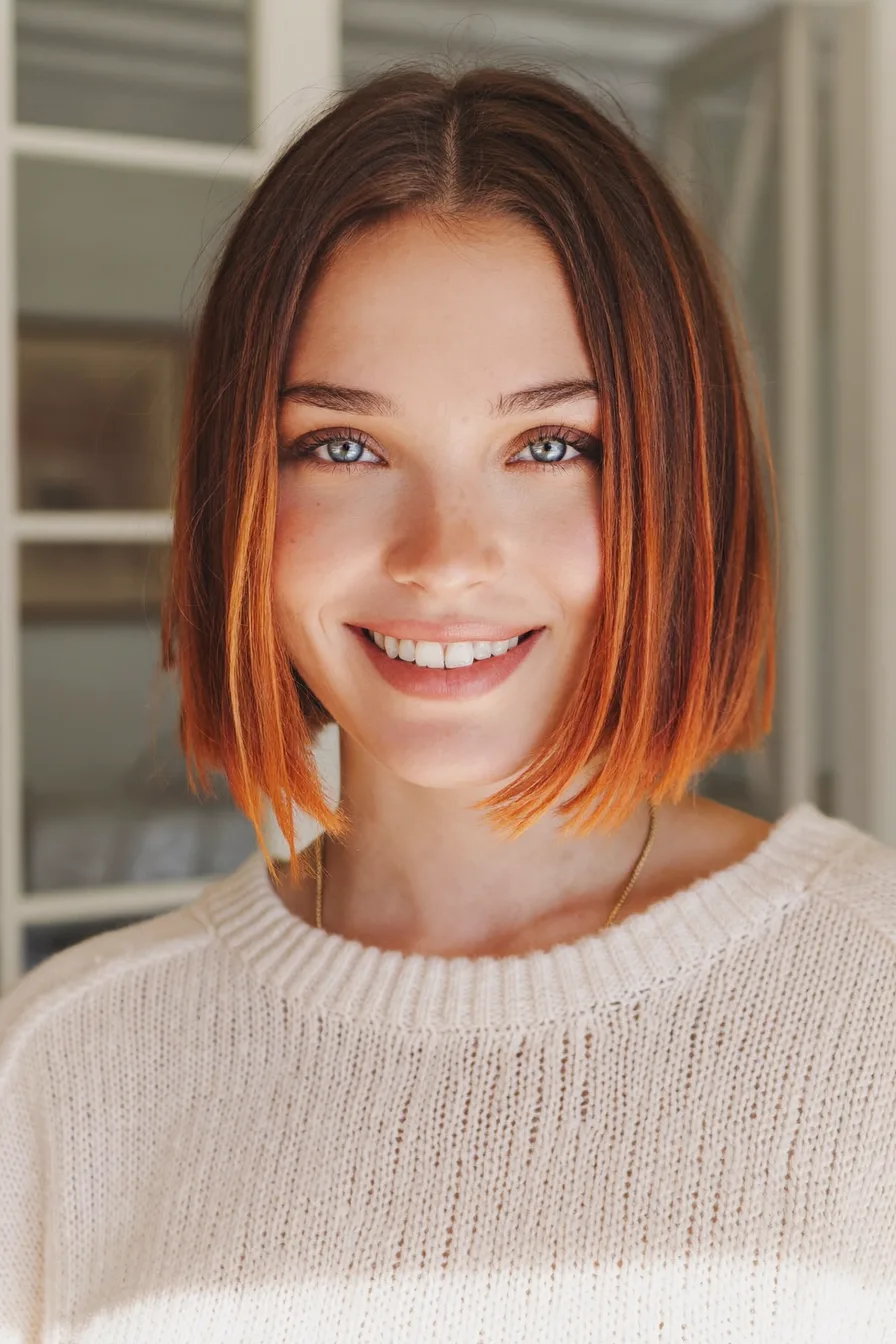 Chic Center-Parted Jaw-Length Bob With Subtle Highlights