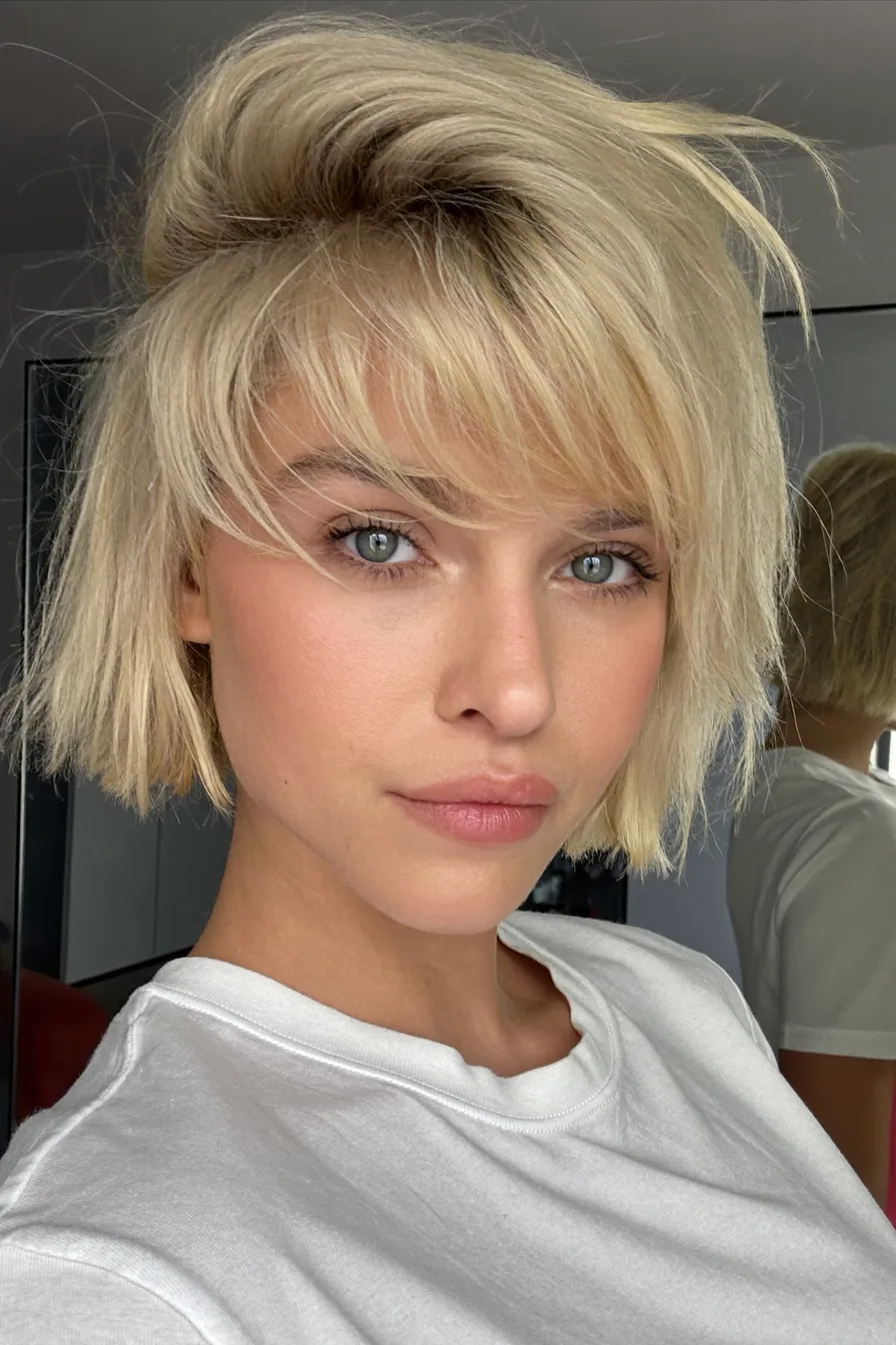 Textured Jaw-Length Bob With Soft Fringe for Modern Chic