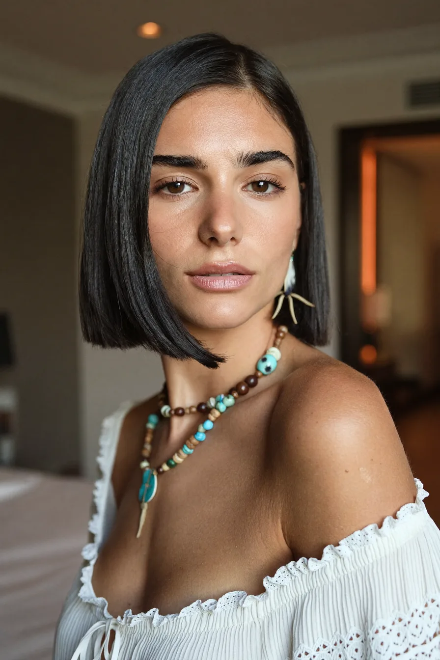 Sleek Classic Chin-Length Blunt Cut Bob Hairstyle
