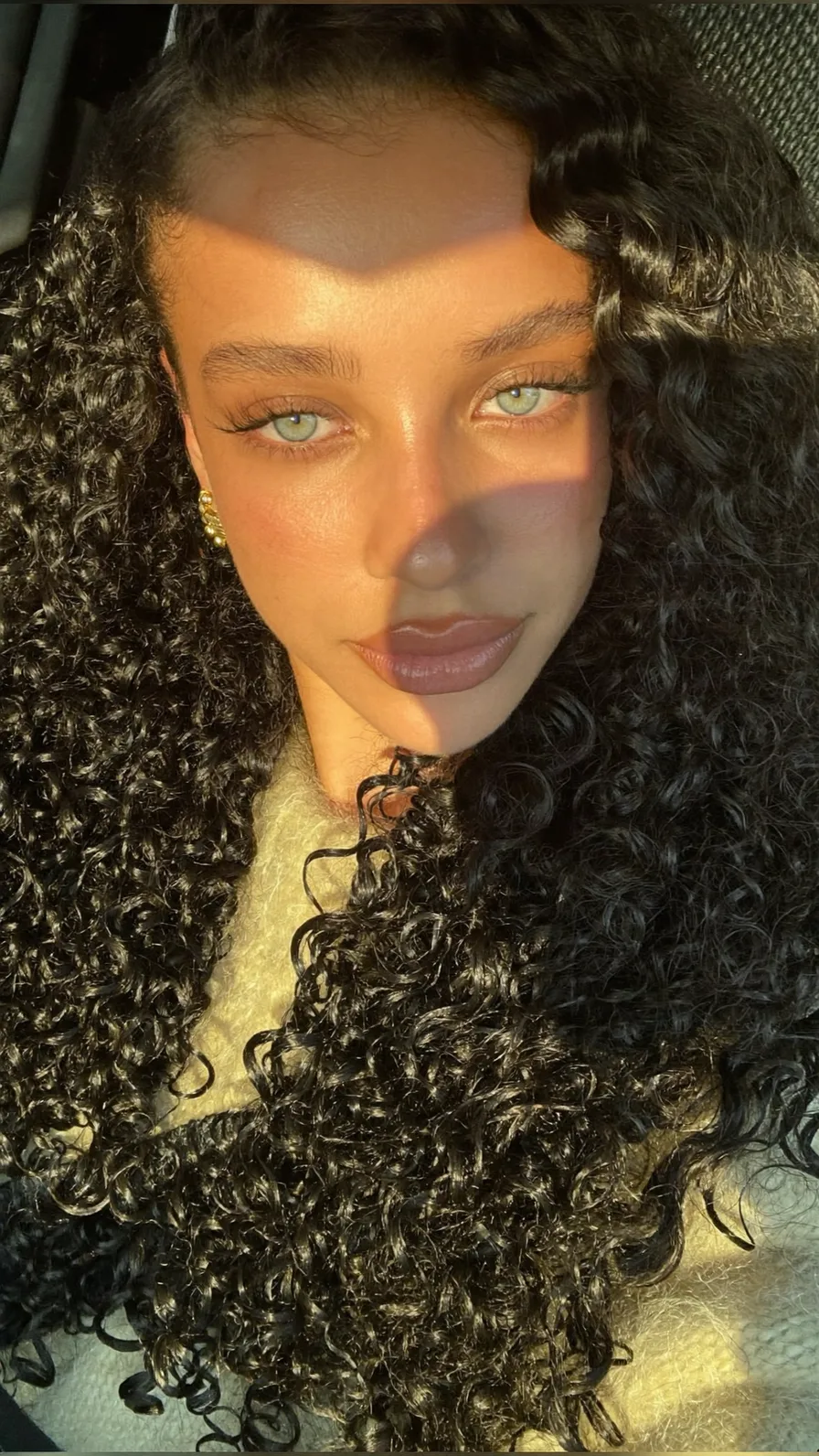 Voluminous Long Curly Layers with Natural Jet Black Shine