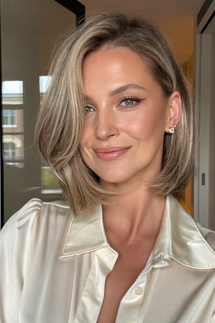 Softly Layered Bob with Subtle Face-Framing Highlights
