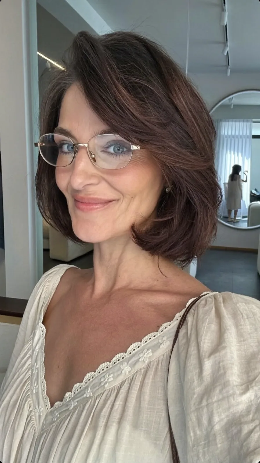 Classic Layered Side-Swept Bob for Mature Women