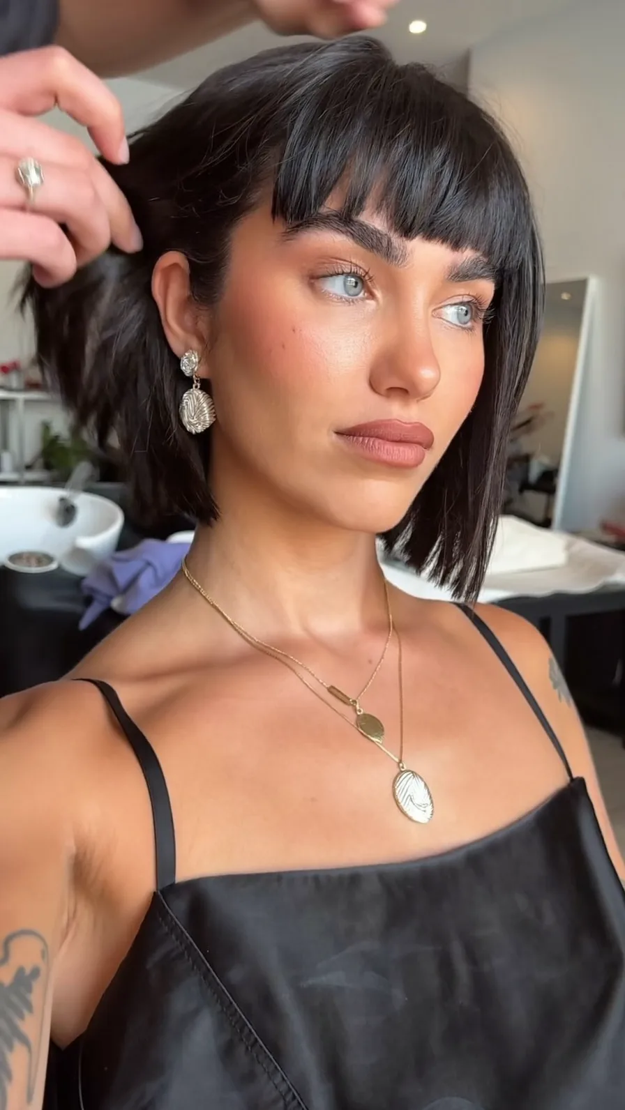 Sleek Jet Black Blunt Bob with Perfect Blunt Bangs