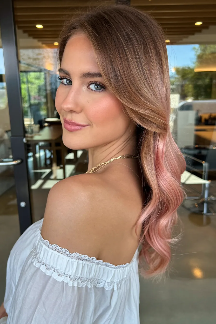 Soft Rose Gold Layered Bob with No Bangs for Effortless Volume