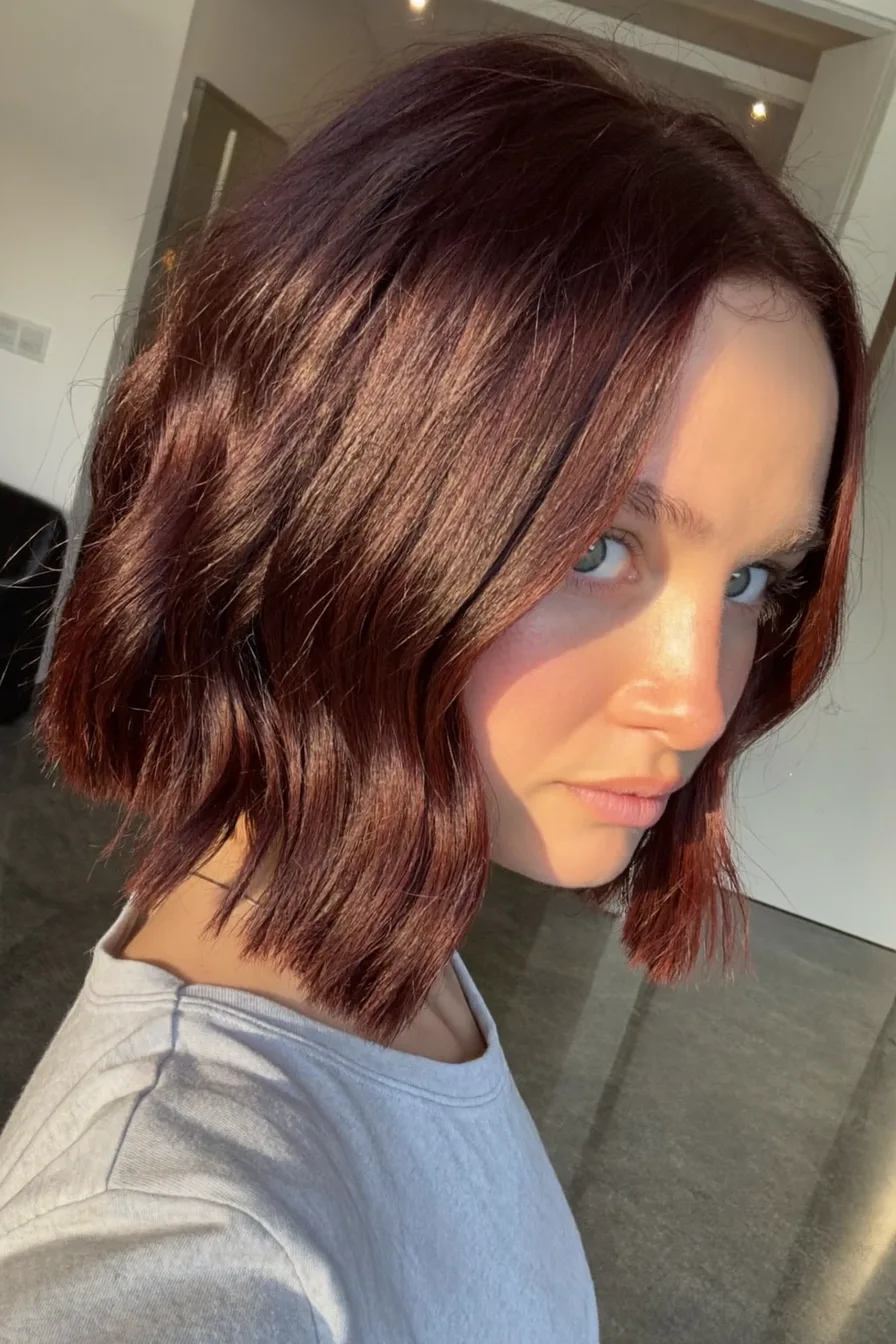 Chin-Length Layered Bob with No Bangs for Effortless Volume