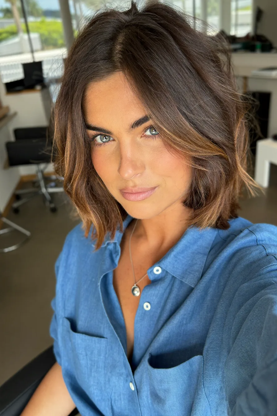 Effortless Layered Bob Haircut with No Bangs for Modern Volume