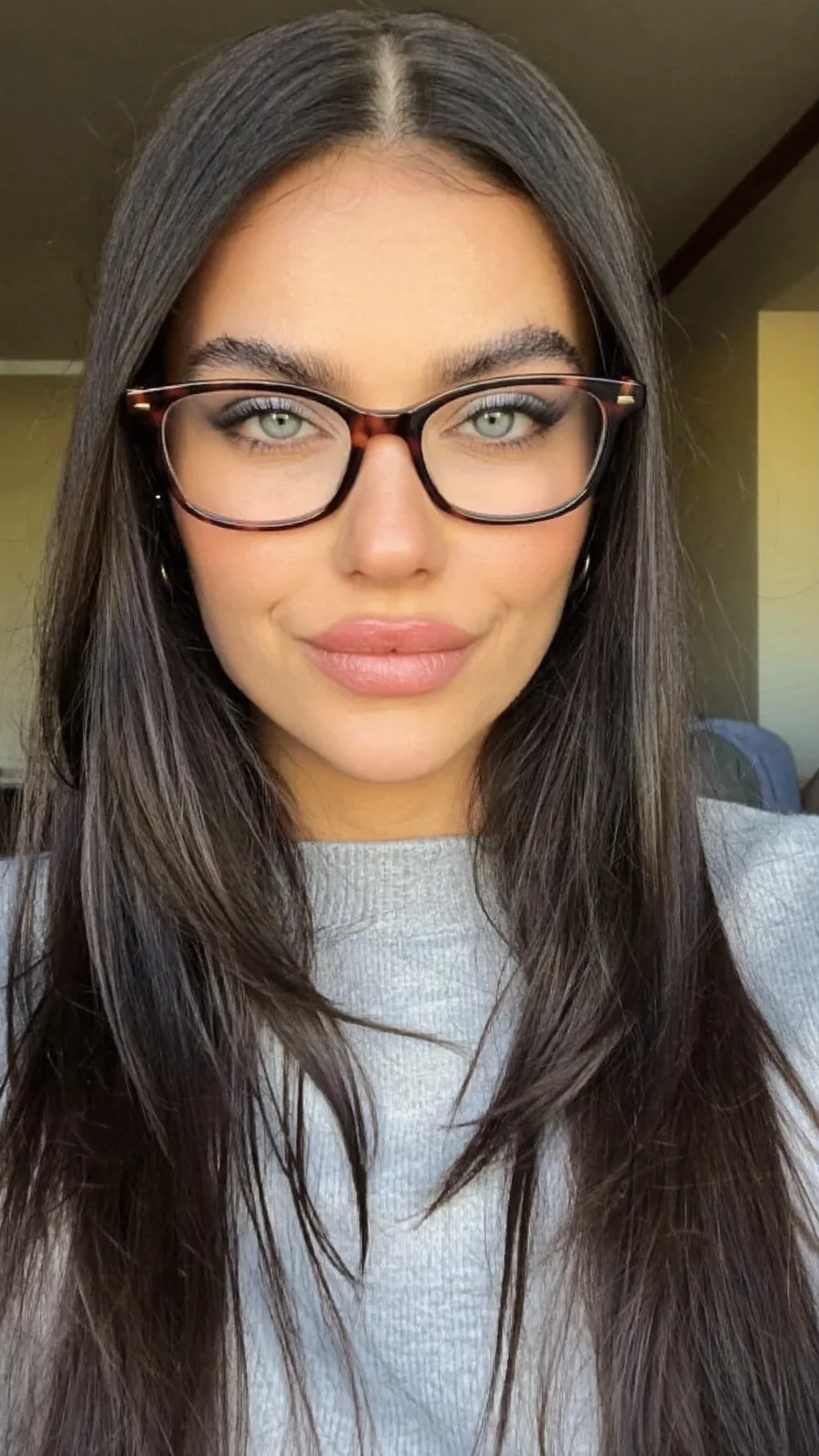 Sleek Long Layers with Natural Dark Brown Shine