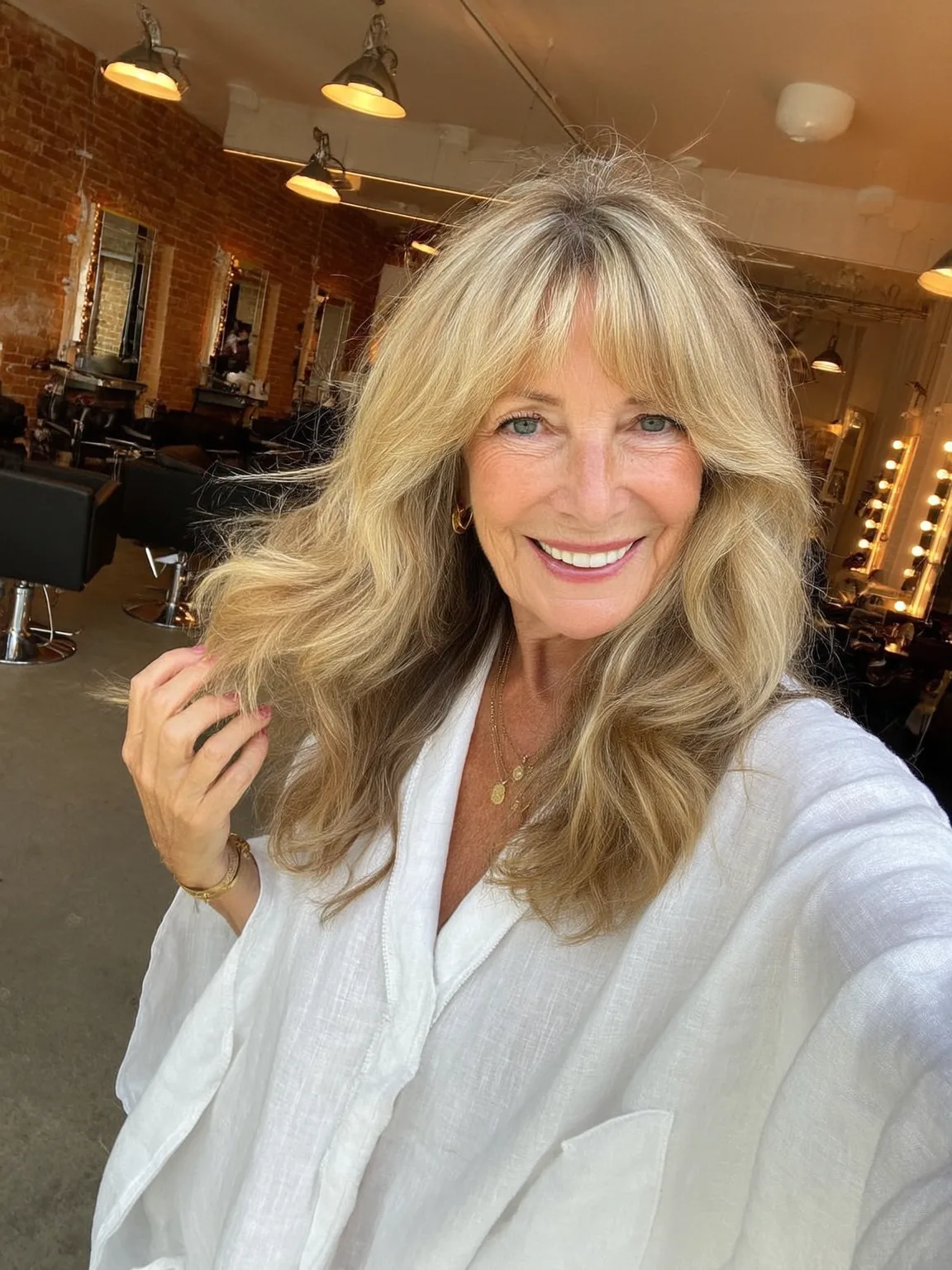 Long Sandy Blonde Layers with Natural Highlights
