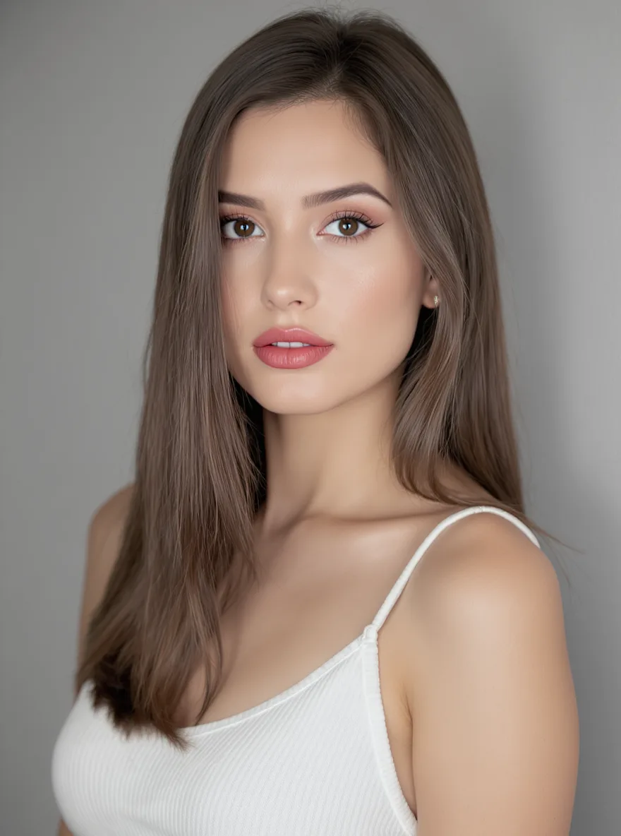 Long Straight Rich Chocolate Brown Layers Without Bangs