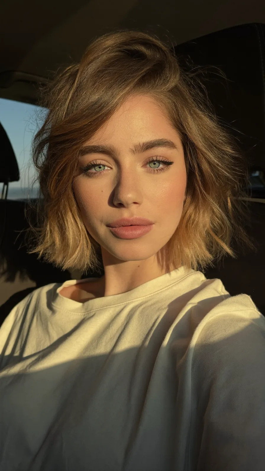 Textured Side-Swept Chin-Length Bob with Balayage Highlights