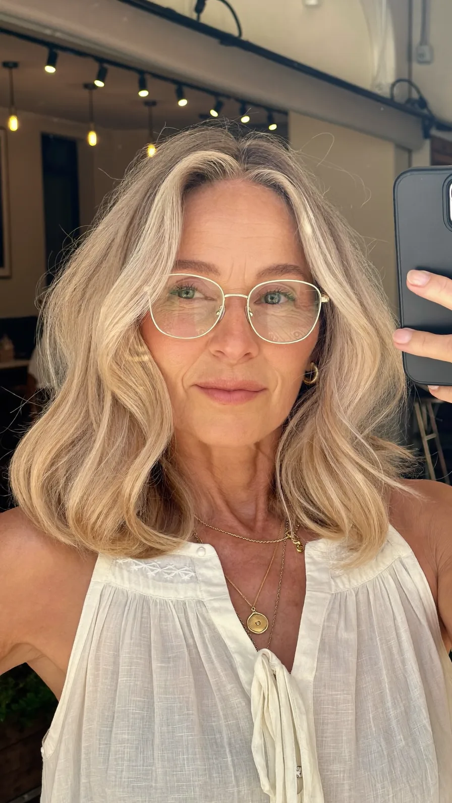 Elegant Shoulder-Length Lob with Soft Curtain Bangs