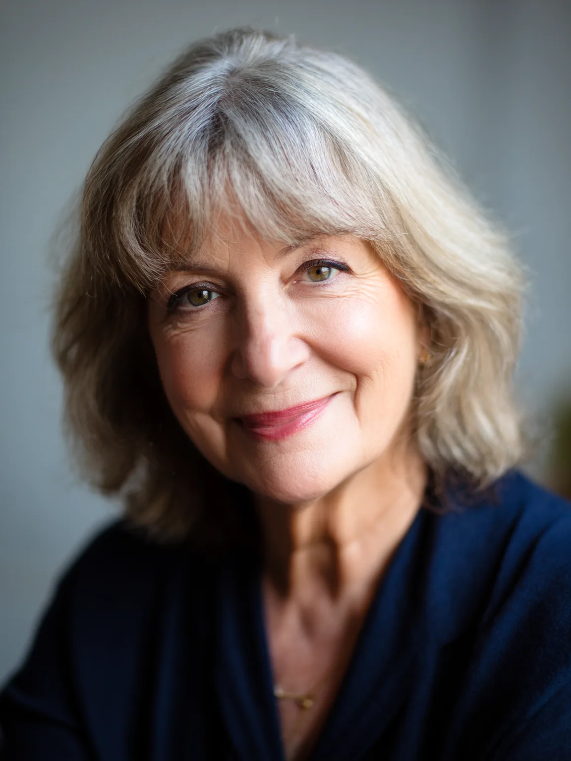 Silver Frost Bob with Blunt Bangs for Round Faces