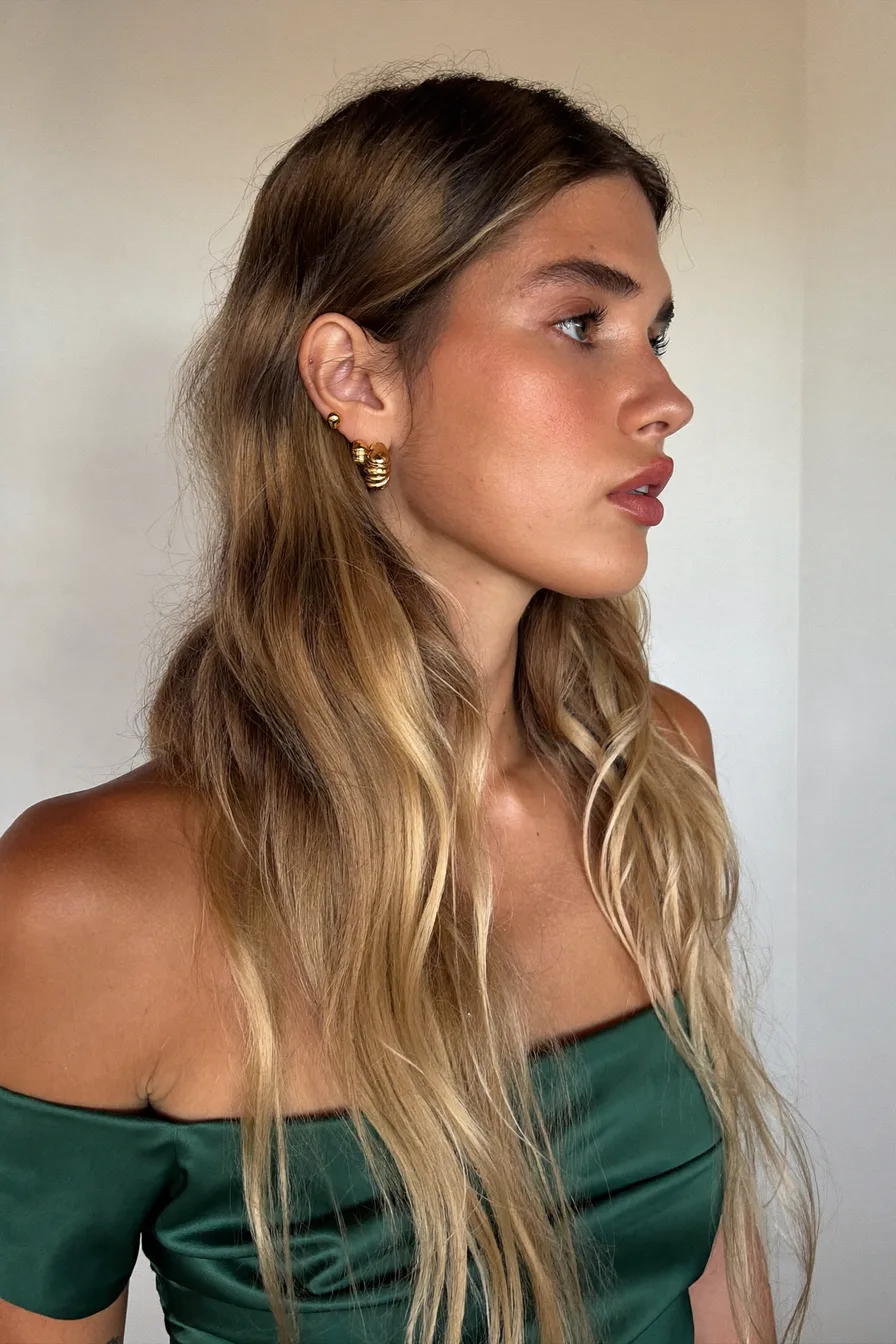 Sun-Kissed Long Layered Waves with Honey Balayage Highlight