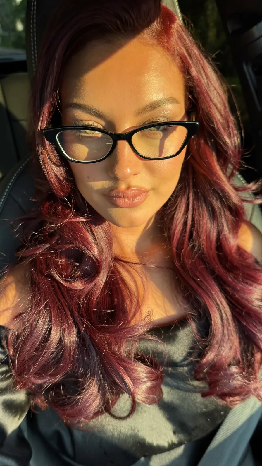 Voluminous Deep Burgundy Wavy Long Layers Hairstyle