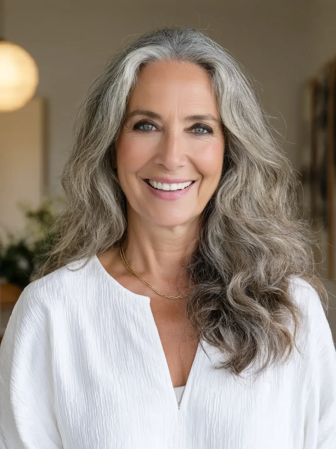 Silver Wavy Layers with Dark Undertones and Volume
