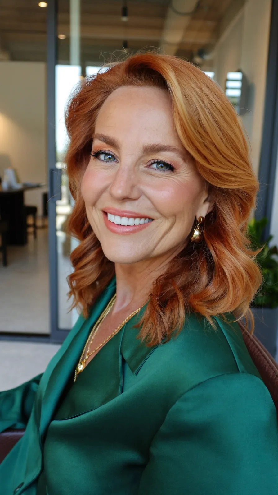 Voluminous Long Layers with Side-Swept Style for Mature Hair