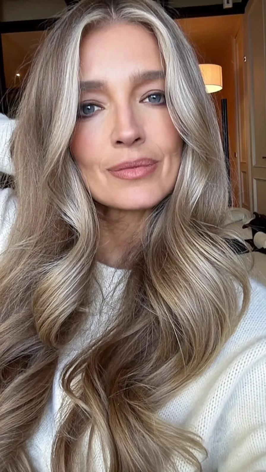 Voluminous Long Layers with Cool Ash Blonde Balayage Highlights