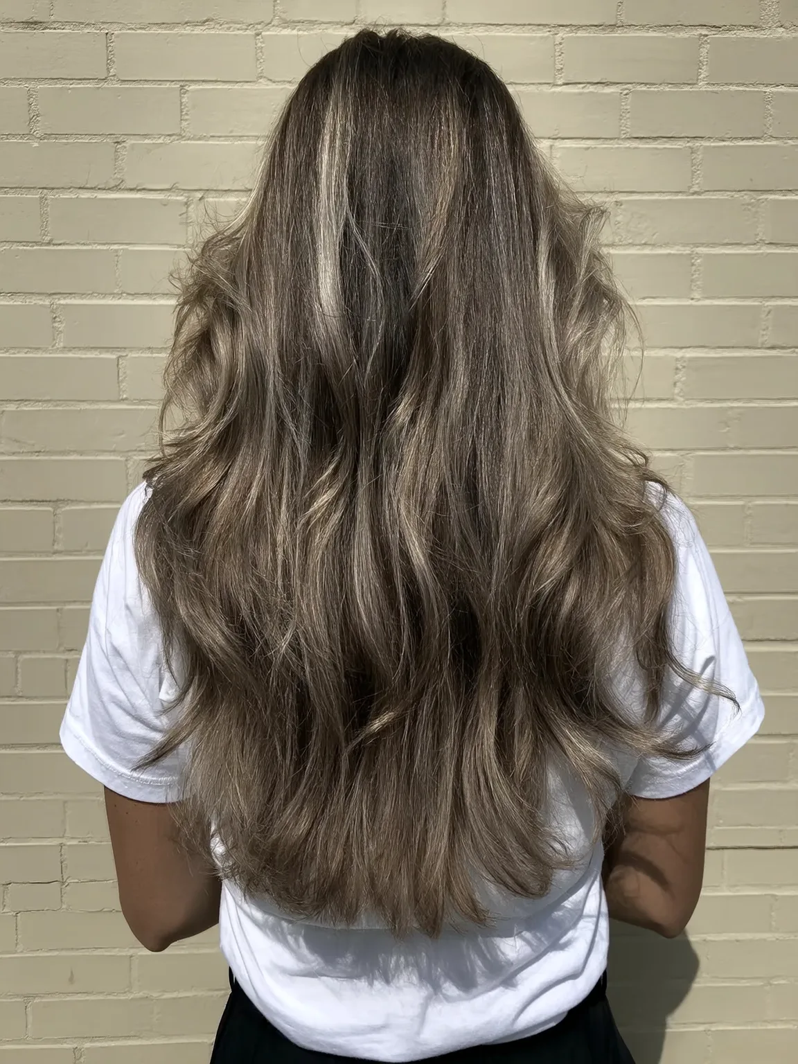 Ash Bronde Balayage with Voluminous Wavy Layers