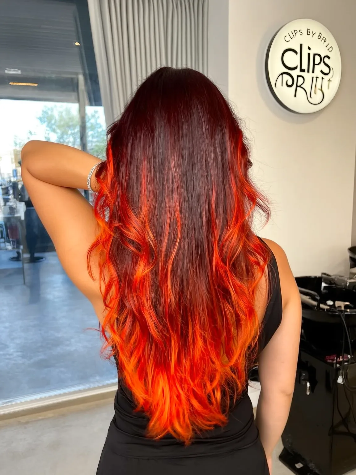 Rich Burgundy Layers with Fiery Ombre Finish