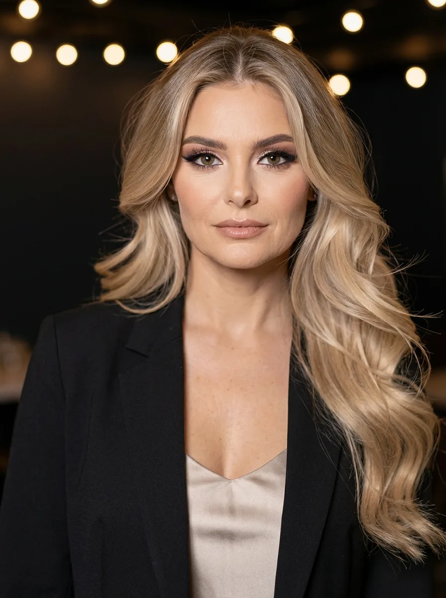 Sandy Blonde with Wavy Layers and Subtle Highlights