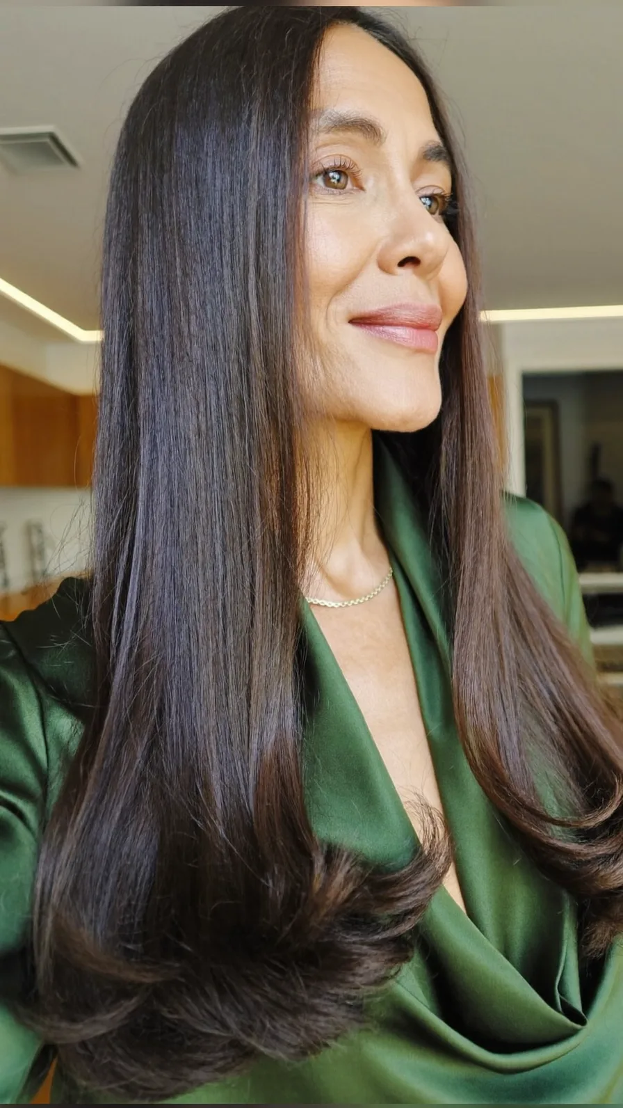 Sleek Long Layers with Flowing Rounded Ends