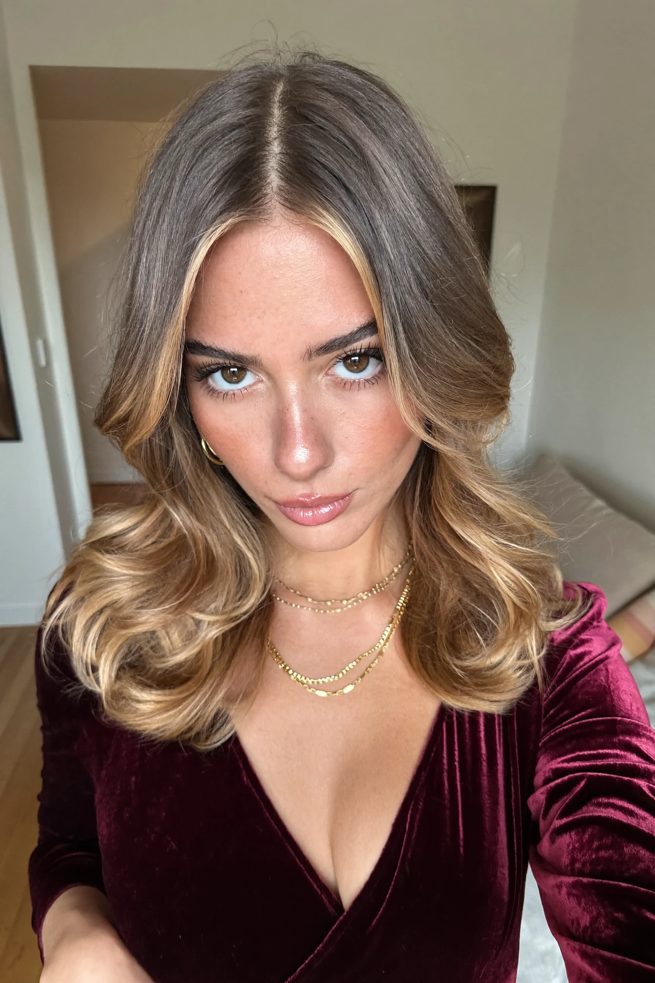 Caramel Brunette Middle-Part Waves: What To Ask Your Stylist For