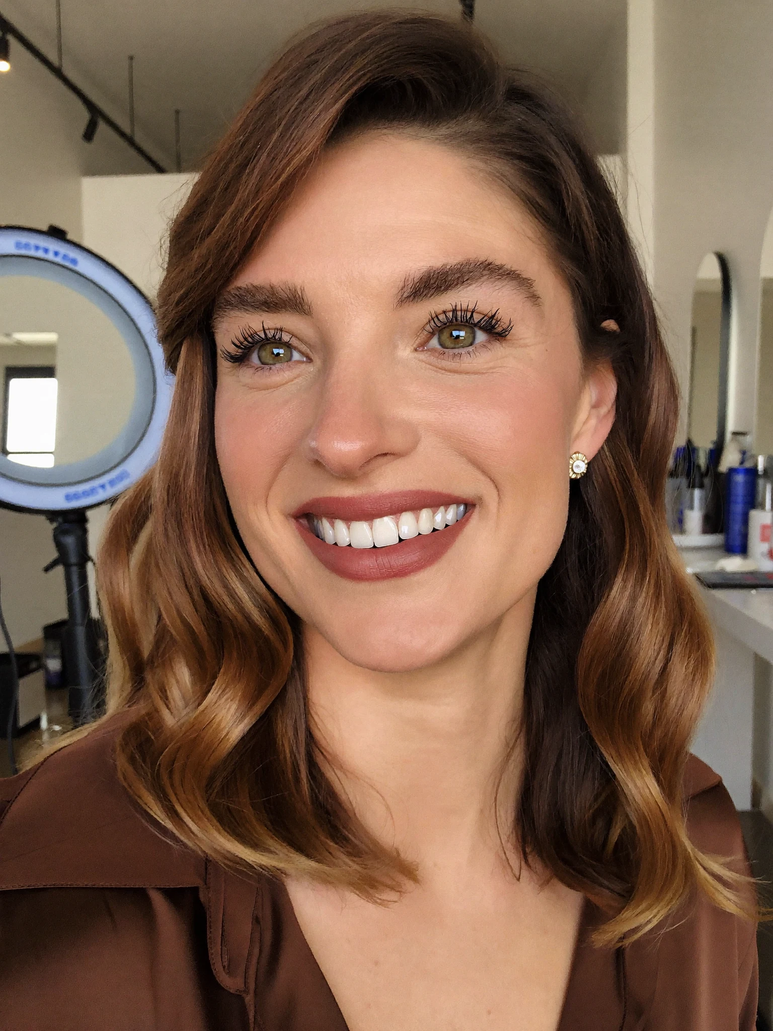 Balayage Shoulder Lob with Deep Side Part Waves