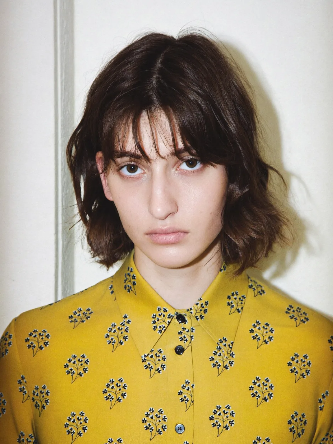 Short Wavy Chestnut Brown Bob with Wispy Bangs