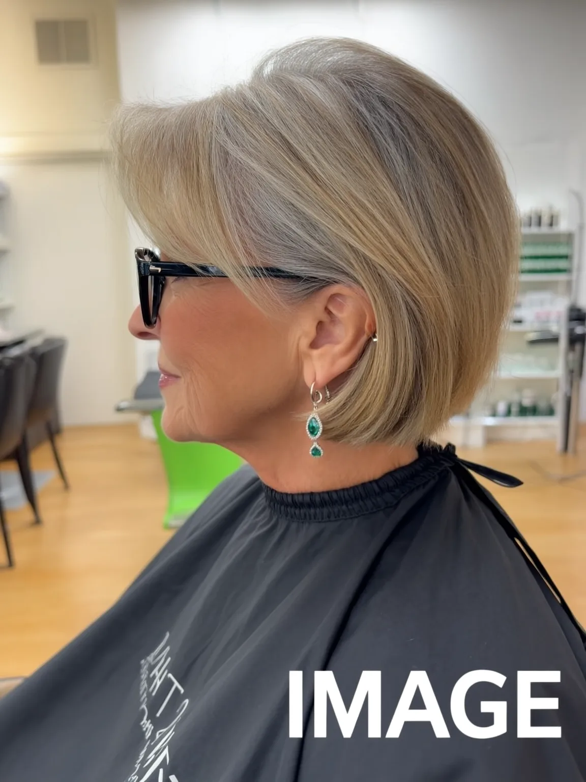 Silver Frost Bob with Soft Side-Swept Bangs