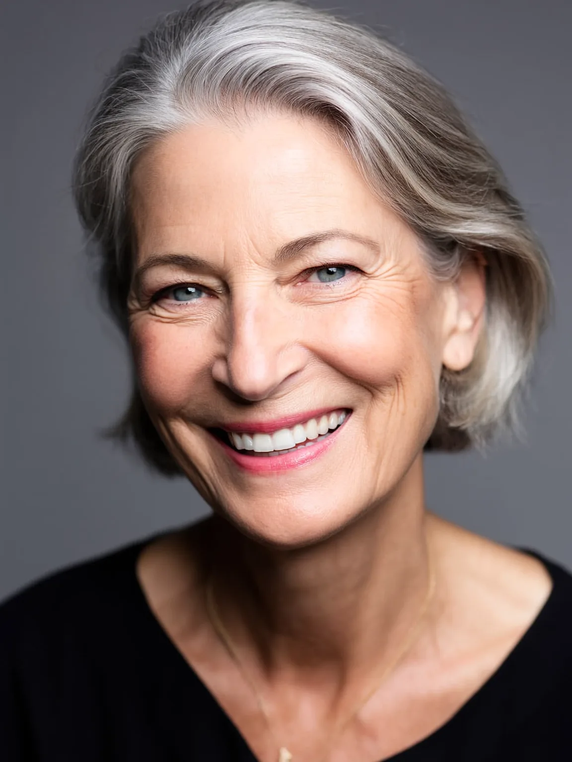 Chin-Length Silver Frost Straight Bob