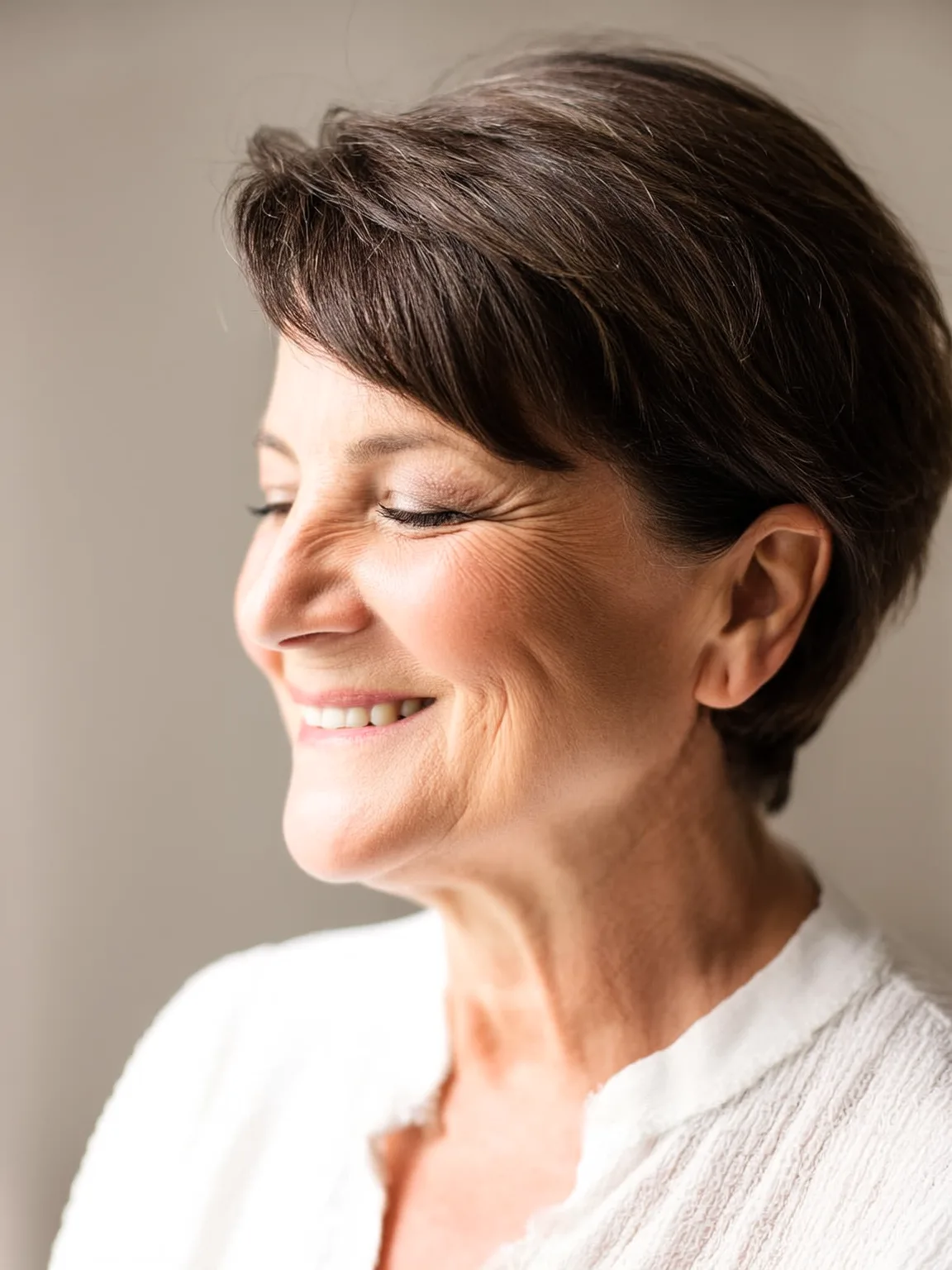 Classic Pixie Cut with Chocolate Brown Natural Sheen