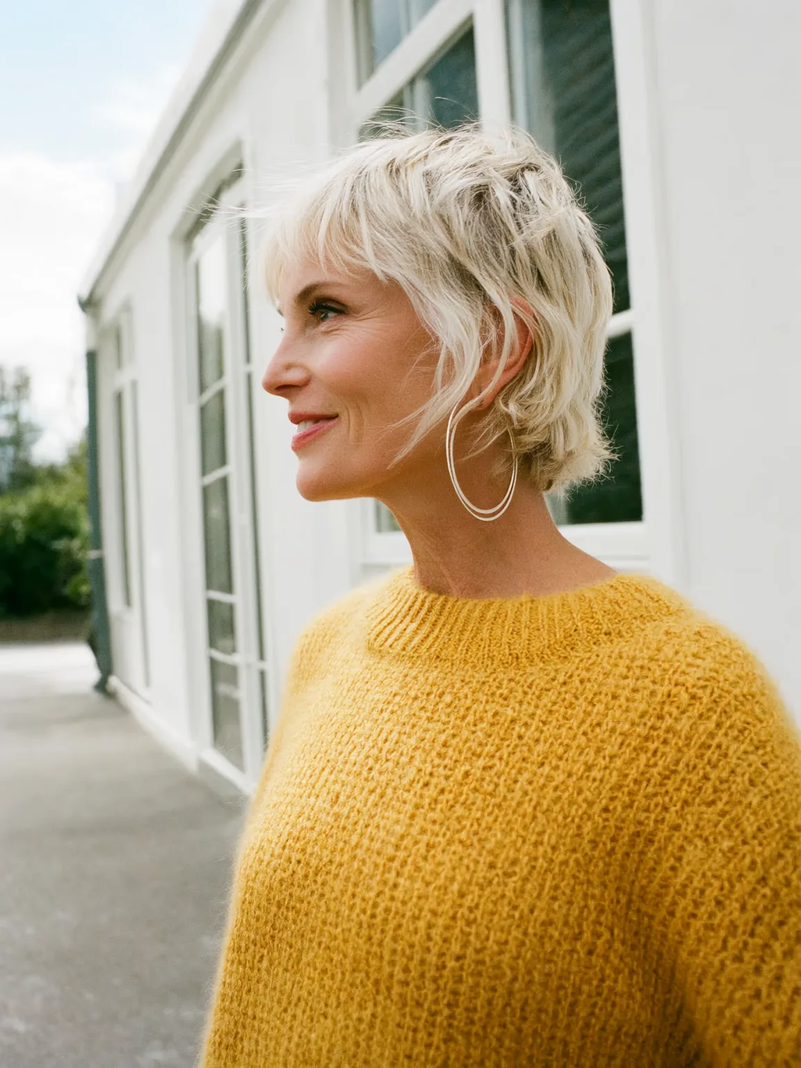 Textured Pixie Cut in Platinum Blonde