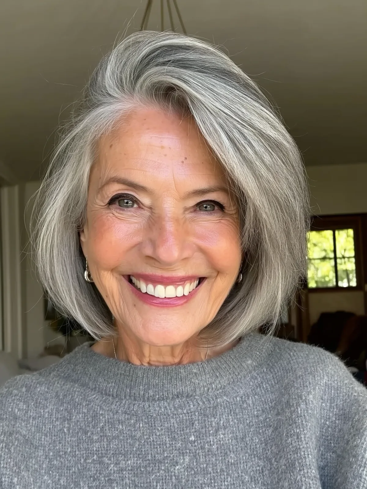 Side-Swept Silver Frost Wavy Bob