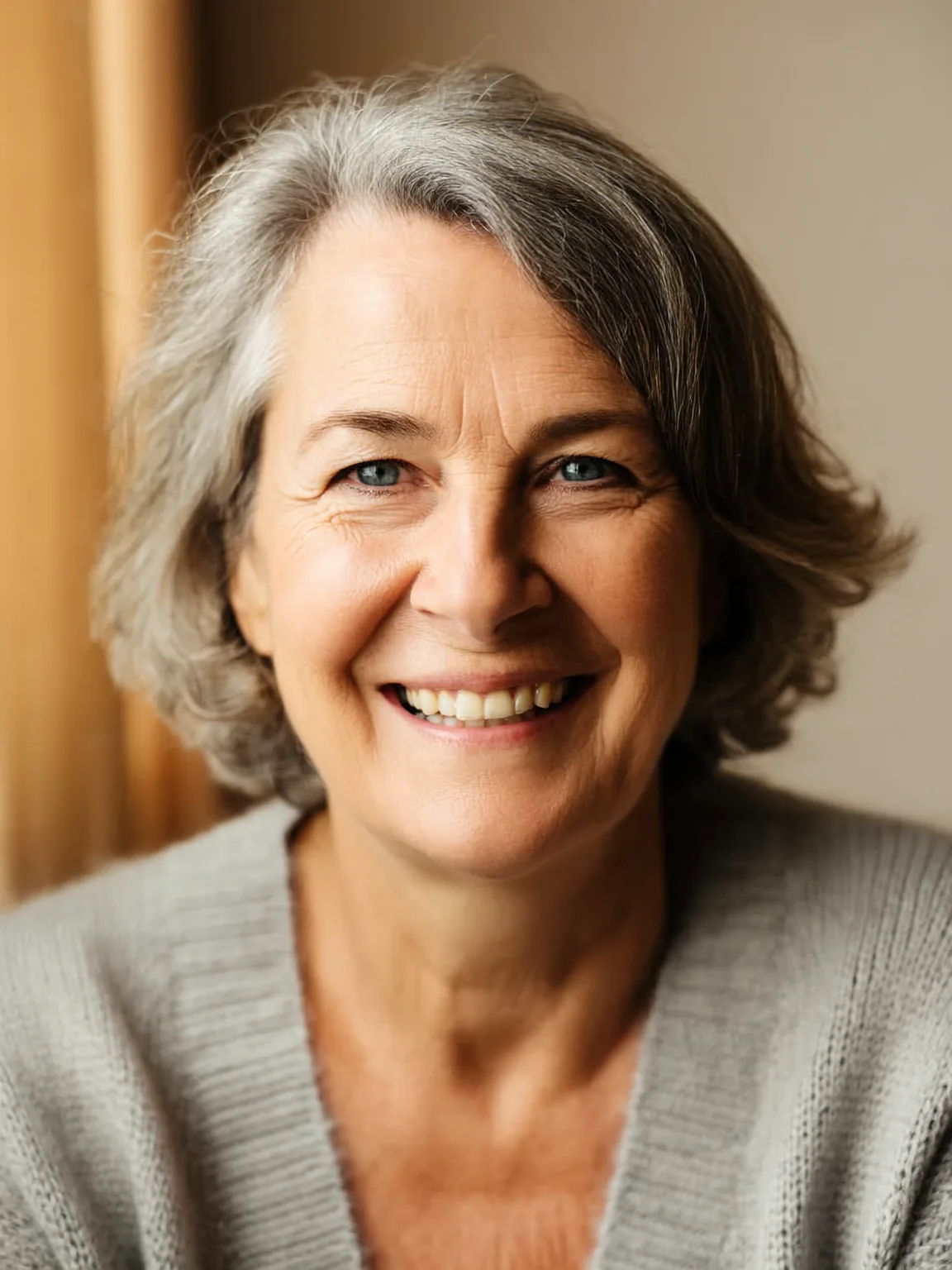 Wavy Silver Gray Chin-Length Bob for Square Faces