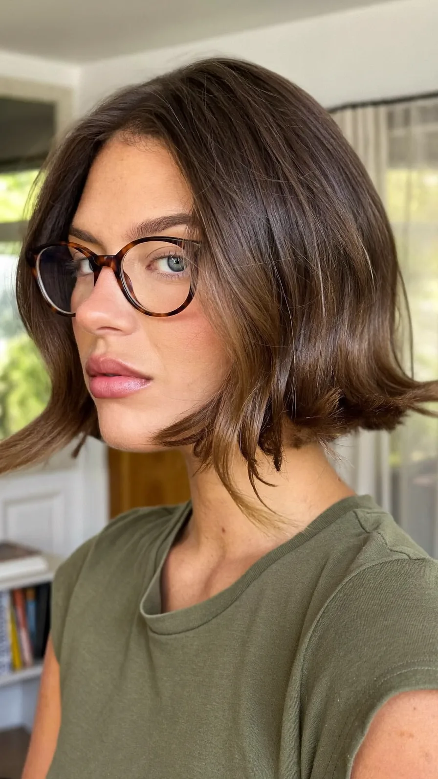 Textured Chin-Length Bob with Subtle Warm Highlights