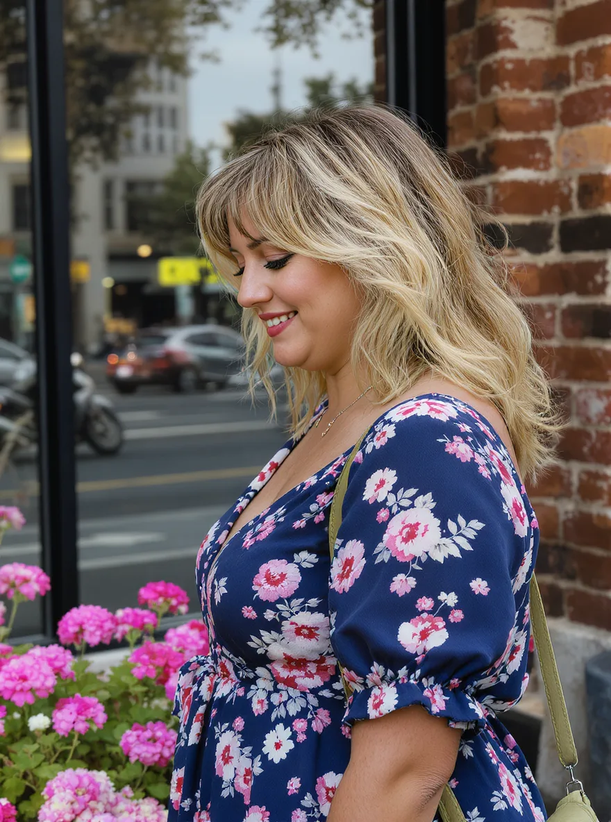 Voluminous Ash Blonde Balayage Layered Cut with Curtain Bangs