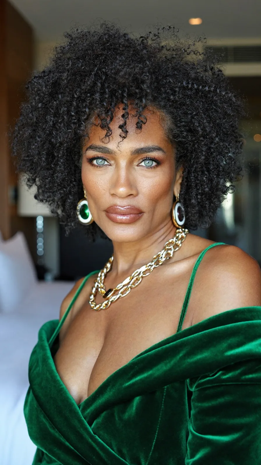 Voluminous Natural Afro Curls with Rounded Layered Ends