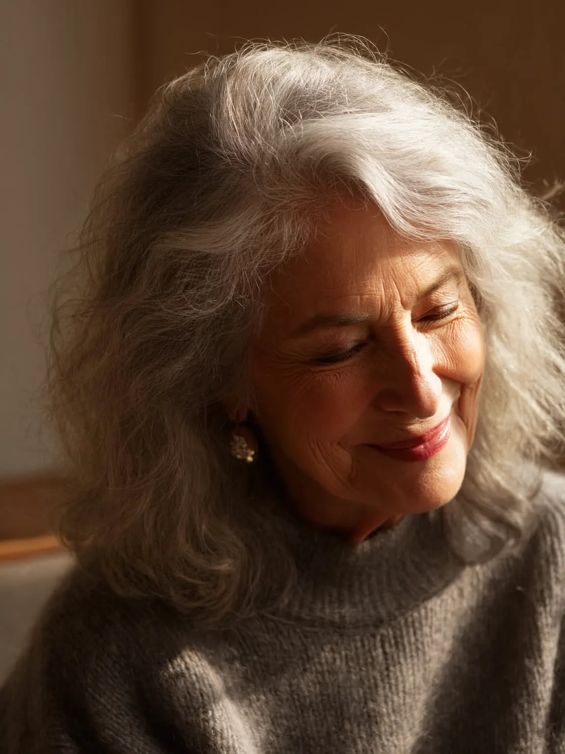 Voluminous Silver Frost Wavy Layers Without Bangs