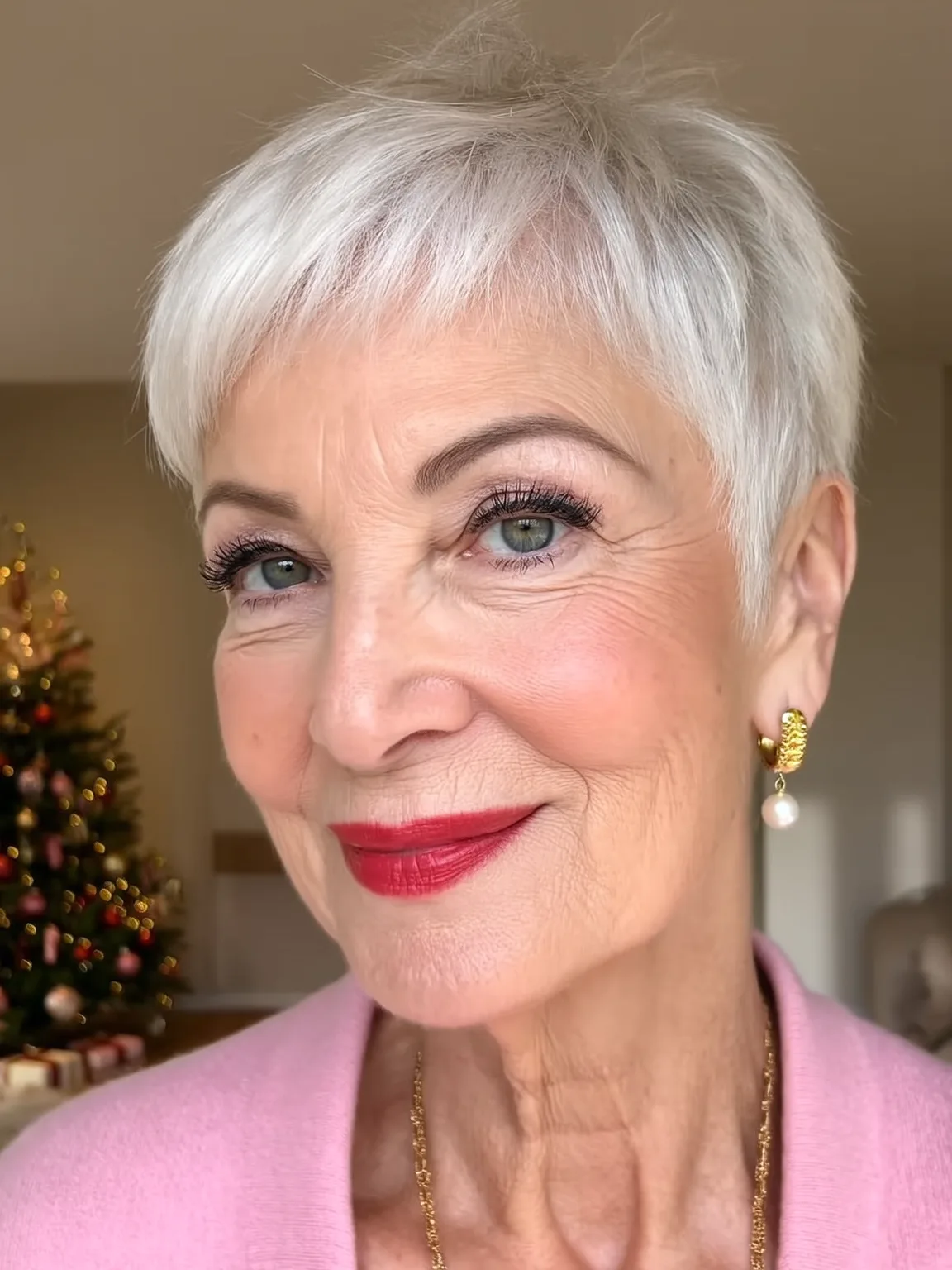 Glossy Silver Frost Pixie with Medium Volume