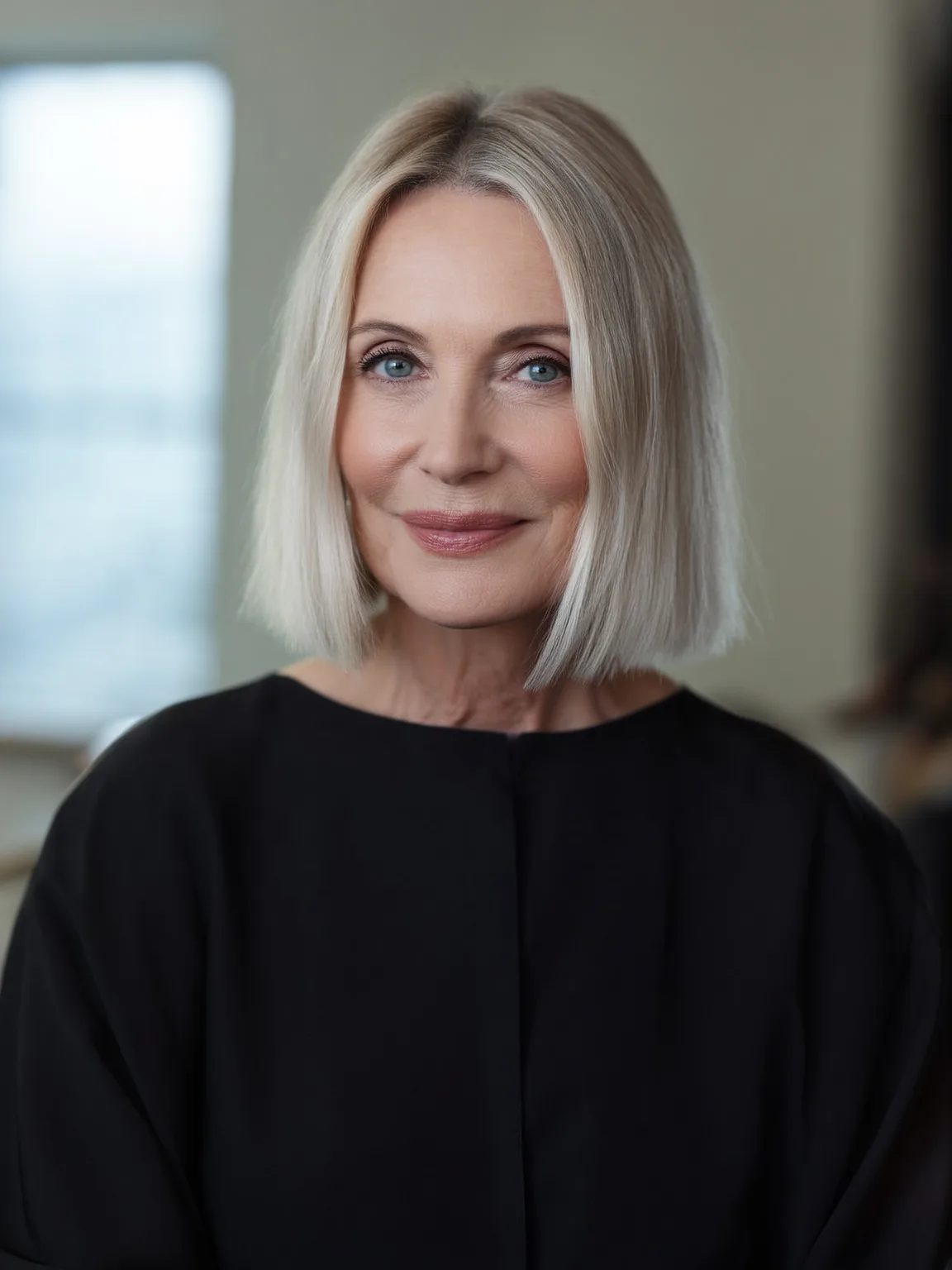 Cool Platinum Blonde Straight Chin-Length Bob