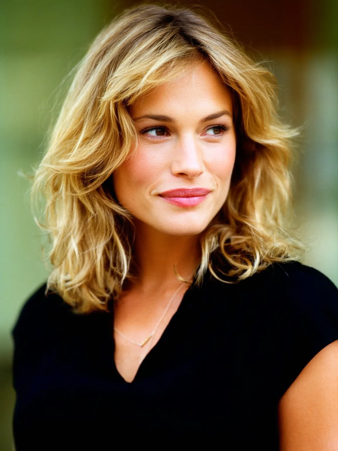 Layered Shoulder-Length Cut in Sandy Blonde Balayage
