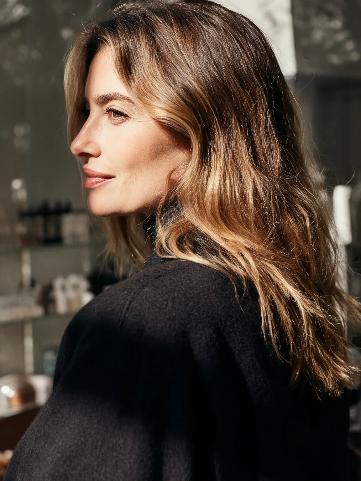 Long Wavy Layers with Honey Blonde Balayage