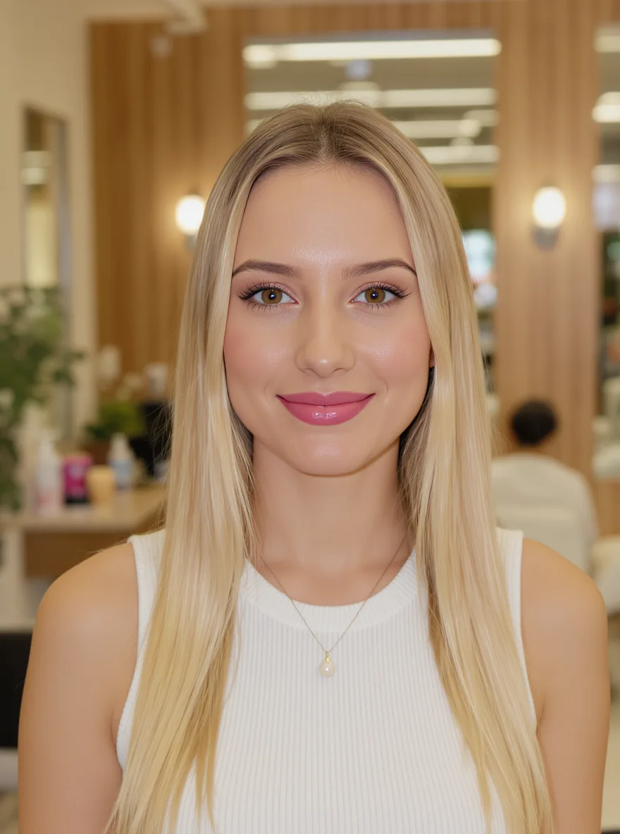 Long Vanilla Blonde Layers with Sleek Straight Texture