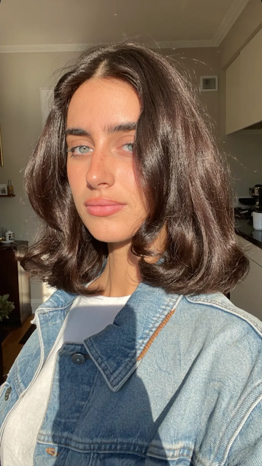 Classic Voluminous Shoulder-Length Chocolate Brown Long Layers