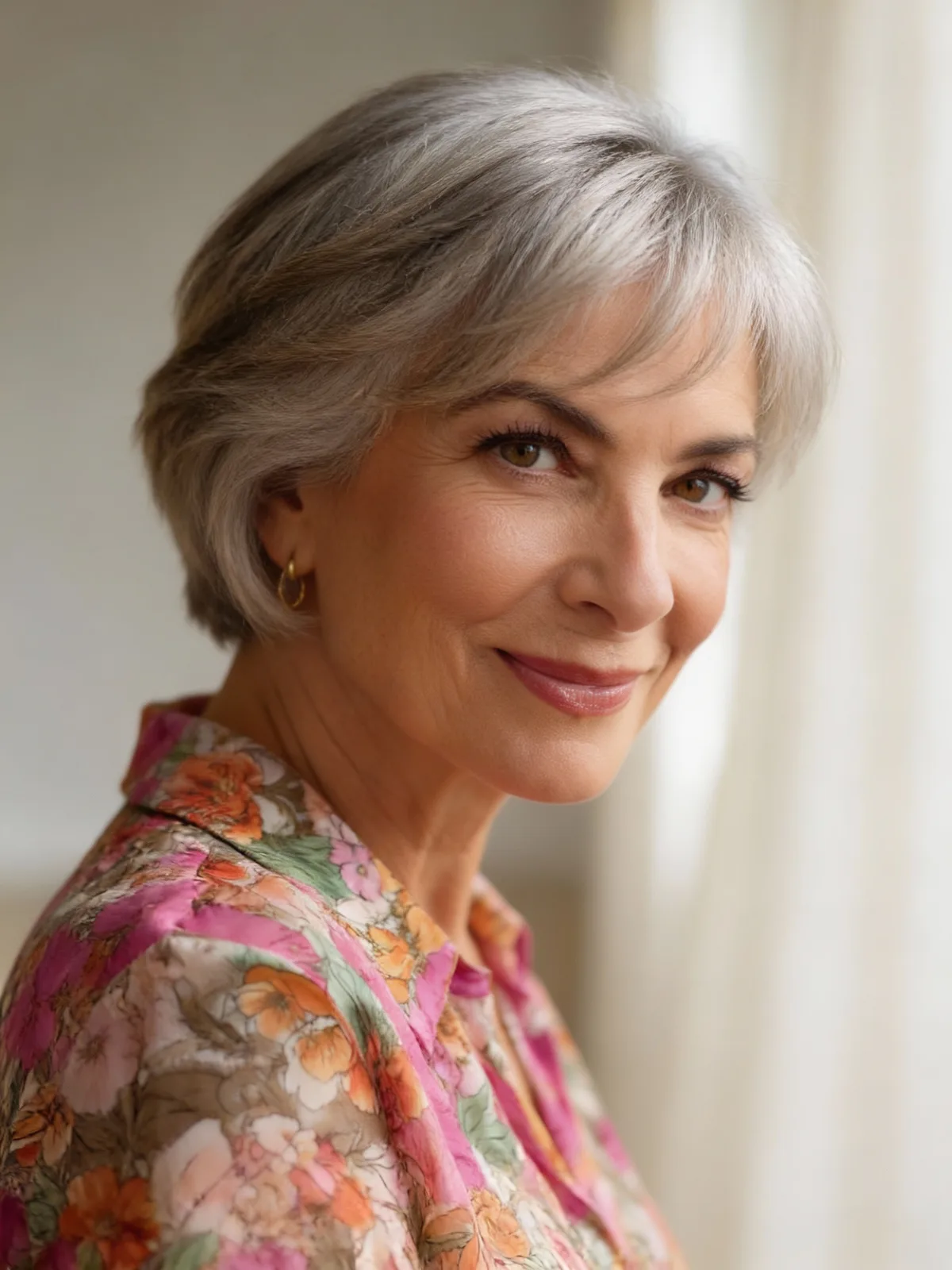 Silver Frost Pixie with Side-Swept Bangs at Chin Length