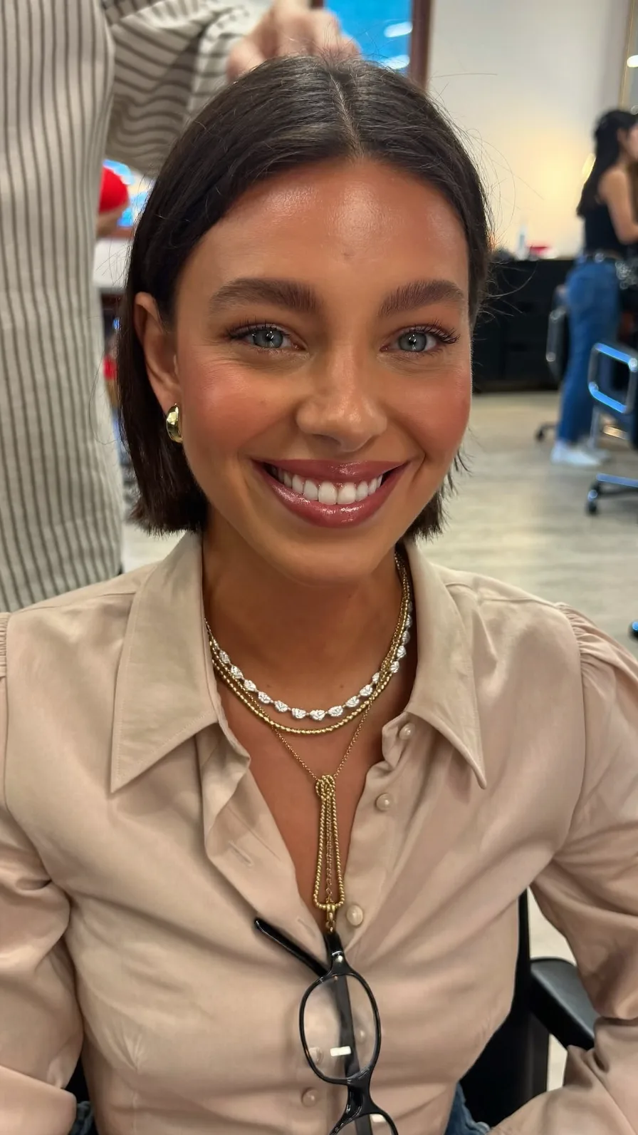 Sleek Center-Parted Blunt Chin-Length Bob Hairstyle