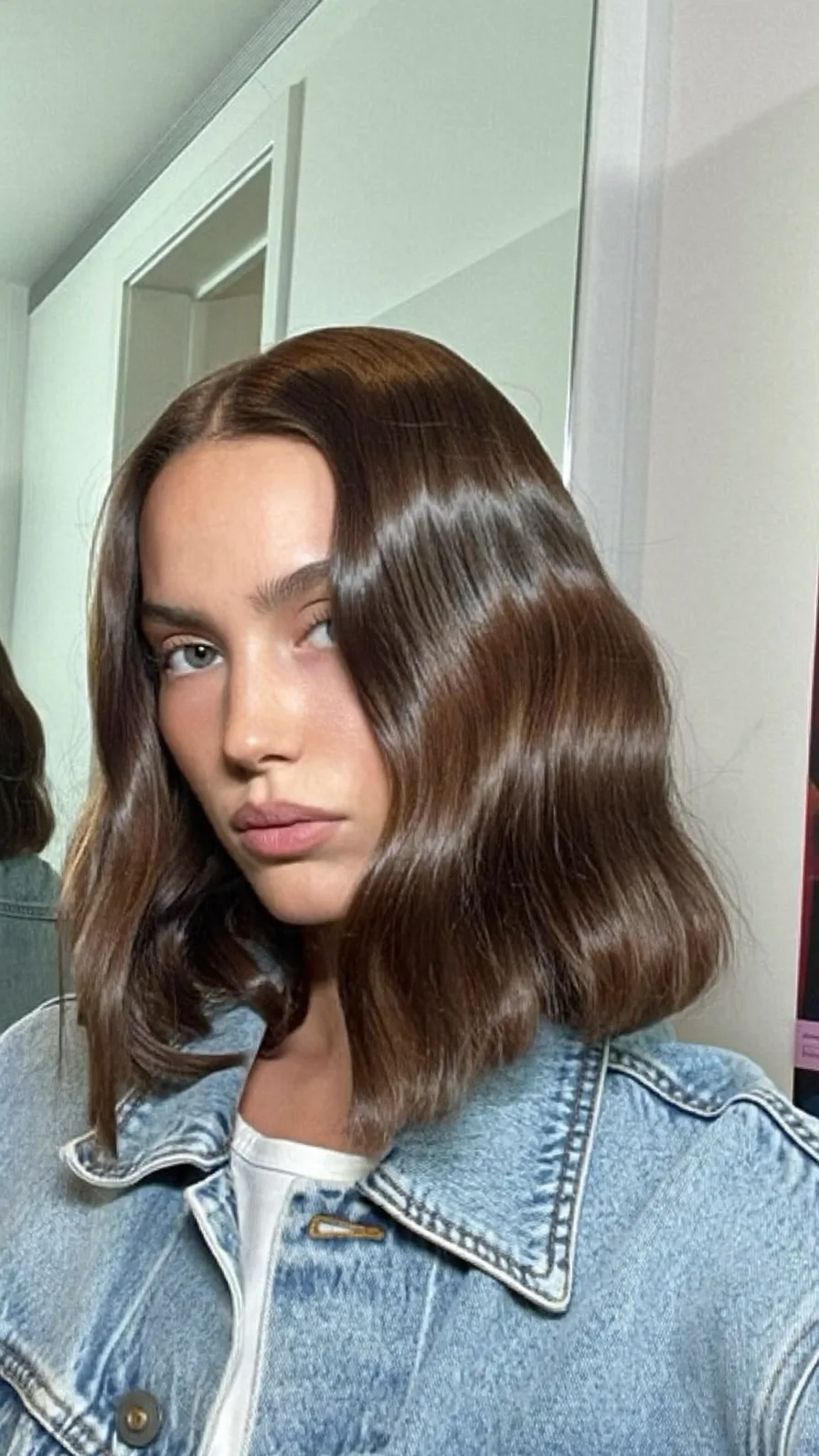 Sleek Center-Parted Blunt Bob with Soft Waves